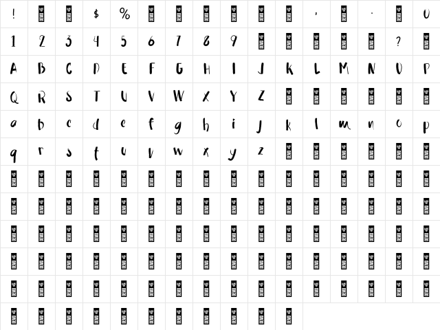 Rawmon demo Regular Character Map