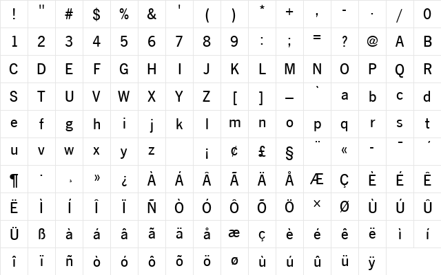 NewsGotTMedRo1 Regular Character Map