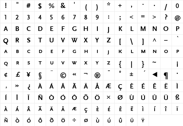 ADScalaSansCaps Bold Character Map