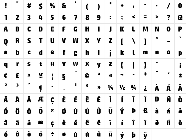 Exo 2 Black Condensed Character Map Exo 2 Black Condensed Character Map