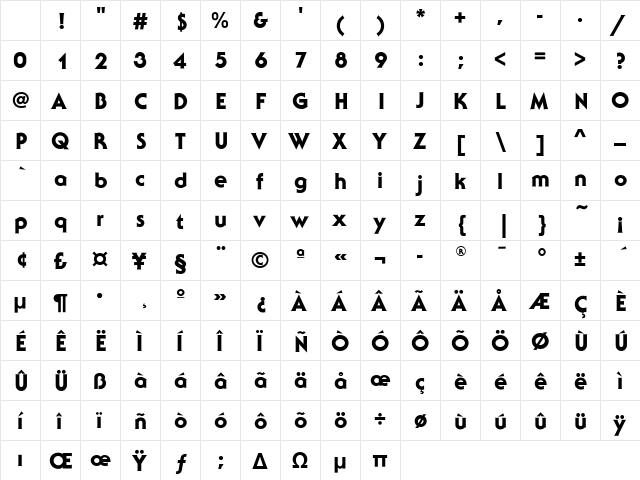 SerifGothicEF-Heavy Regular Character Map SerifGothicEF-Heavy Regular Character Map