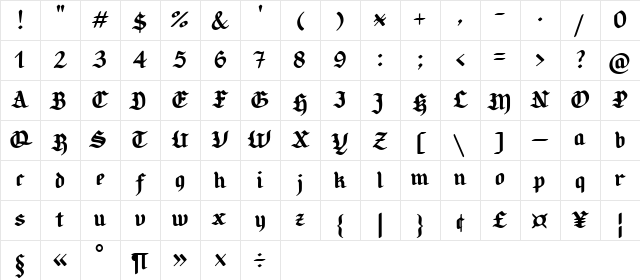 Candlebright Regular Character Map