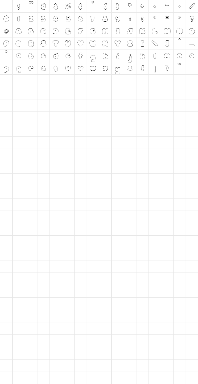 PC Puffy Regular Character Map