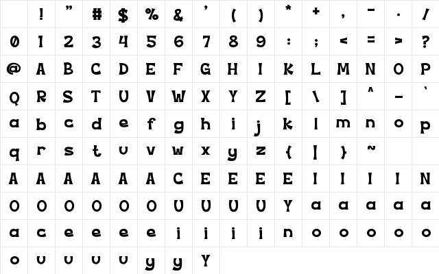 POSHKOSH Regular Character Map POSHKOSH Regular Character Map