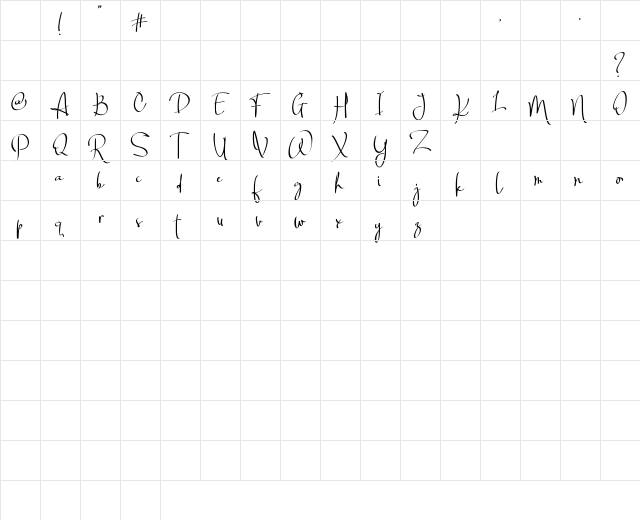 Billortte One_Regular Regular Character Map