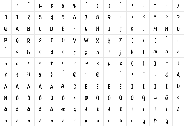 Joy Days Regular Character Map Joy Days Regular Character Map