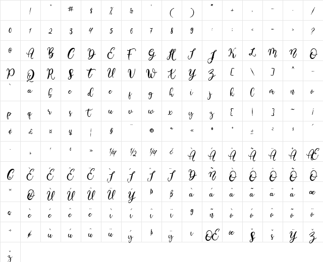 stilsa Regular Character Map