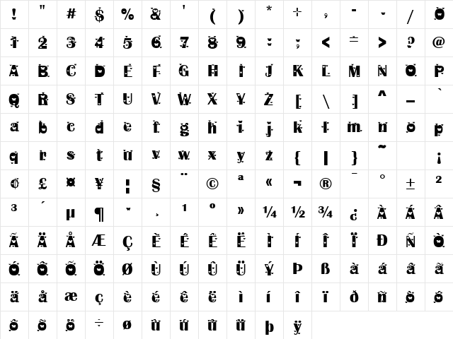 Butterfly Flutter Regular Character Map