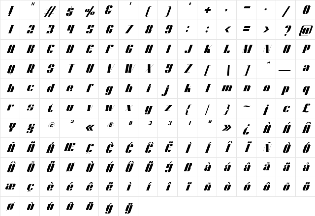 Dunford moore Italic Character Map Dunford moore Italic Character Map