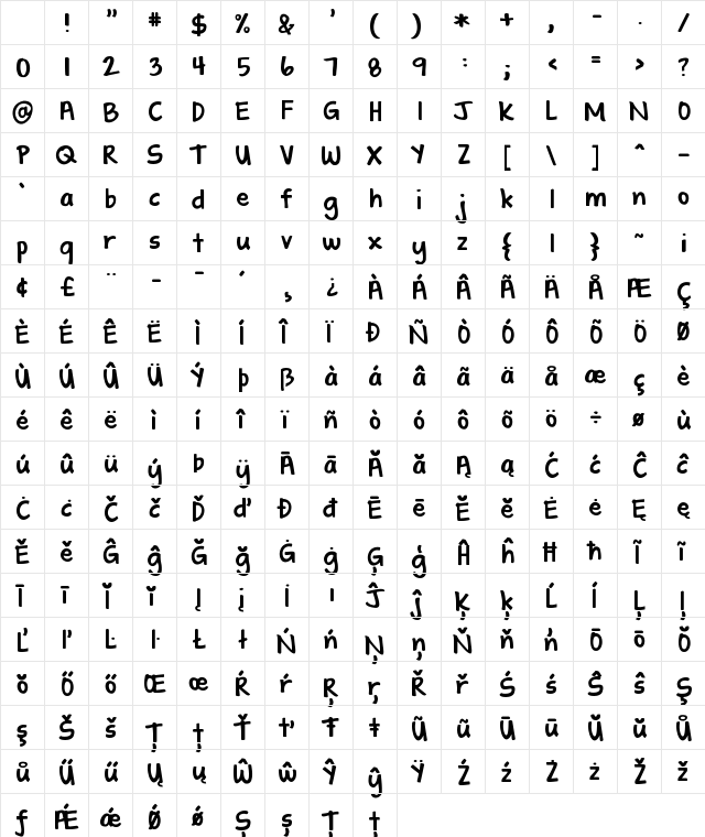 KG Shadow of the Day Regular Character Map KG Shadow of the Day Regular Character Map