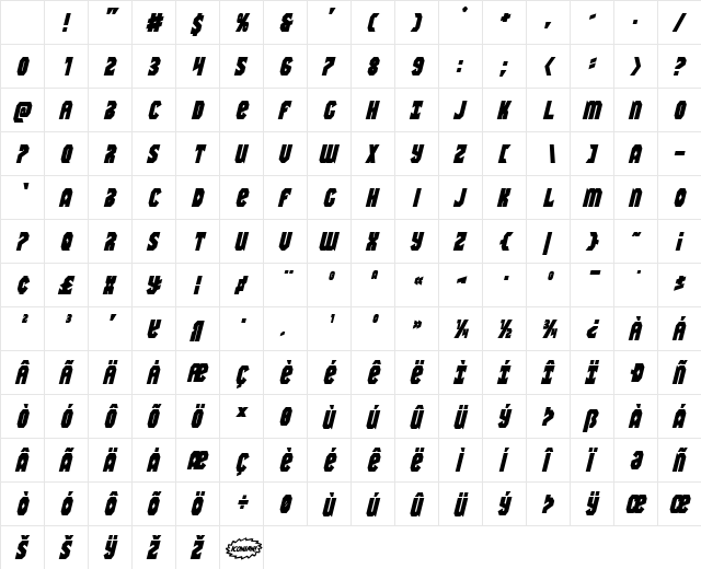 Warrior Nation Bold Italic Character Map Warrior Nation Bold Italic Character Map