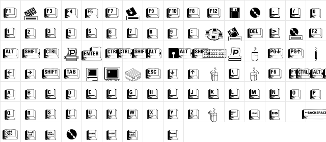 PC Keys Regular Character Map