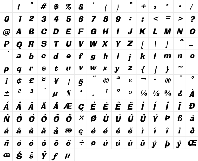 Alor Italic Character Map Alor Italic Character Map