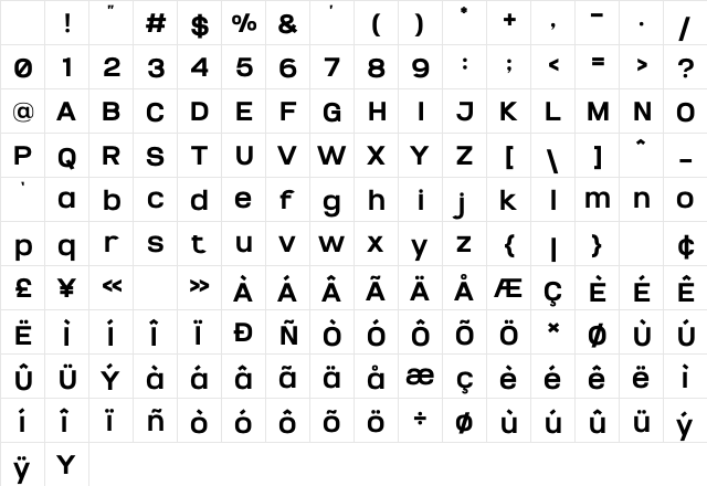 Ballega Regular Character Map Ballega Regular Character Map