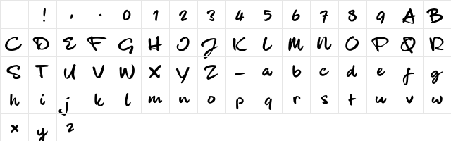 blackHand_TRIAL Regular Character Map blackHand_TRIAL Regular Character Map