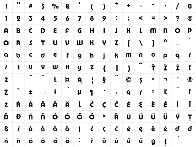 PumpDEEMed Regular Character Map PumpDEEMed Regular Character Map