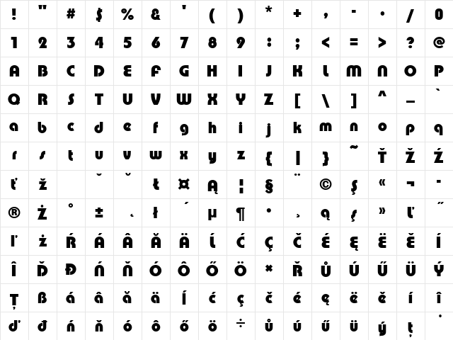 PumpDEEBol Regular Character Map