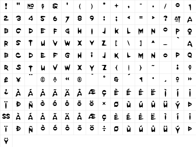 Amorpheus Regular Character Map