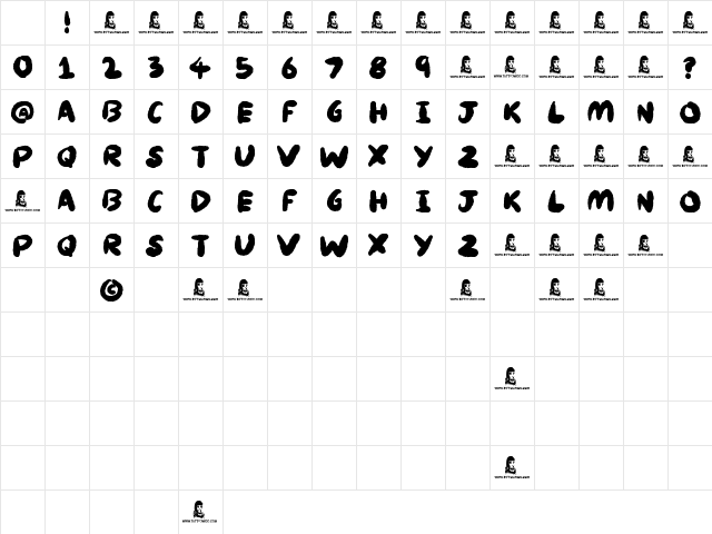 Knackers Regular Character Map