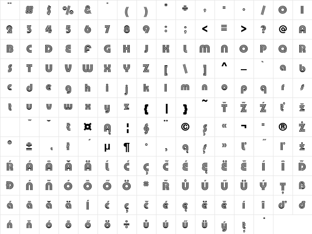 PumpTriDEE Regular Character Map