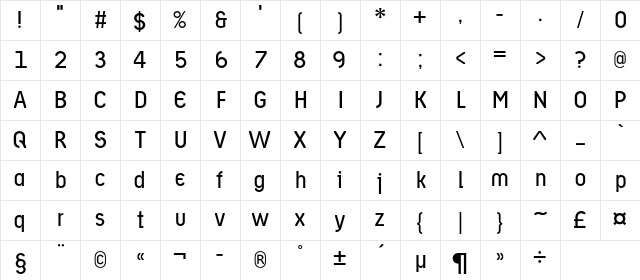 AriergardBookC Regular Character Map