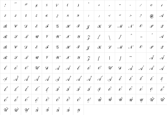 .VnCommercial ScriptH Italic Character Map .VnCommercial ScriptH Italic Character Map