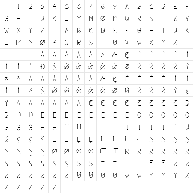 Astrobia Regular Character Map