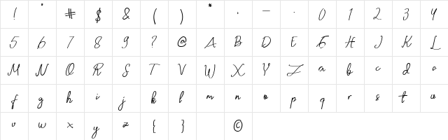 Zumattan Regular Character Map