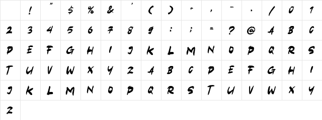 Black Hold Regular Character Map Black Hold Regular Character Map
