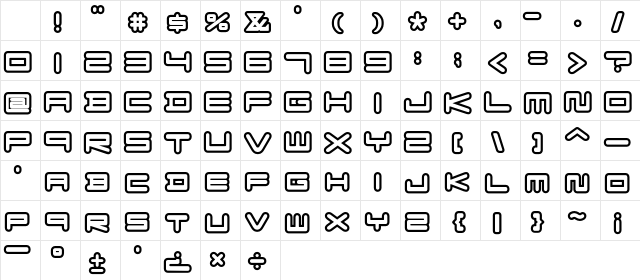 F-Zero GX Venue Font Outlines Regular Character Map