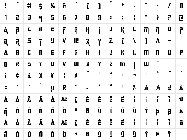Deceptibots Condensed Condensed Character Map