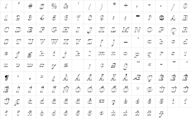 BauerBodDBolItaOu1 Regular Character Map BauerBodDBolItaOu1 Regular Character Map