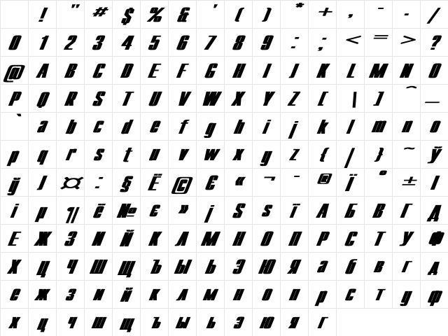 Compact Ex Bold Italic Character Map Compact Ex Bold Italic Character Map