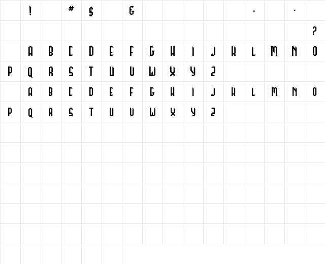 NAHL Regular Character Map NAHL Regular Character Map