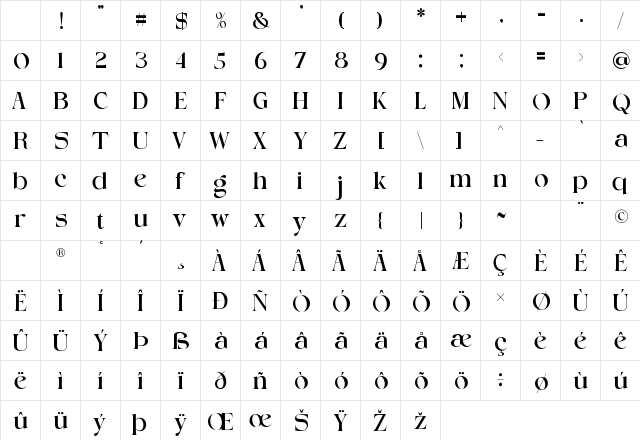 Cralika Regular Character Map Cralika Regular Character Map