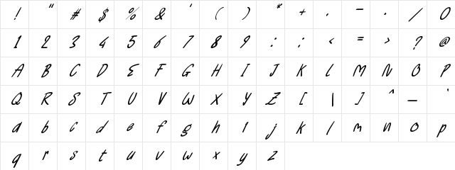 Peaceful - Personal Use Regular Character Map Peaceful - Personal Use Regular Character Map