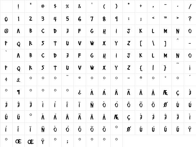 Flyerfonts Regular Character Map Flyerfonts Regular Character Map