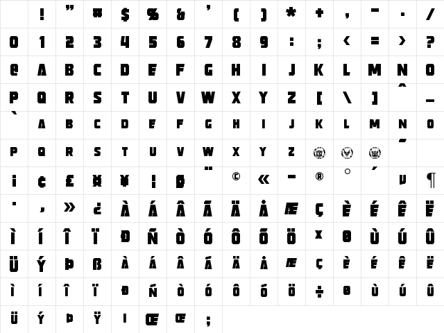 Strongarm Regular Character Map Strongarm Regular Character Map