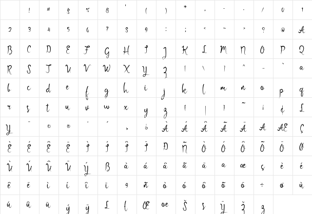Bluebery Regular Character Map Bluebery Regular Character Map