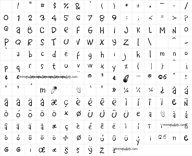 Rafa Regular Character Map Rafa Regular Character Map