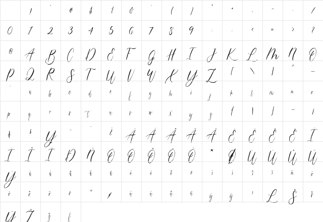 magdalena script Regular Character Map