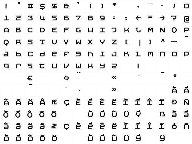 MobyRegular Regular Character Map