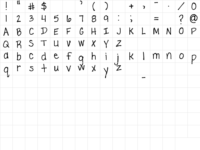 Pea Nancy Regular Character Map