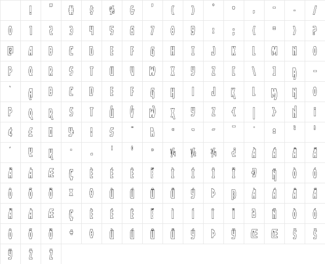 Yankee Clipper Outline Regular Character Map Yankee Clipper Outline Regular Character Map