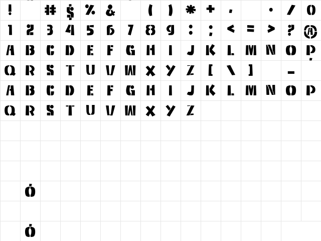 Szablon Regular Character Map