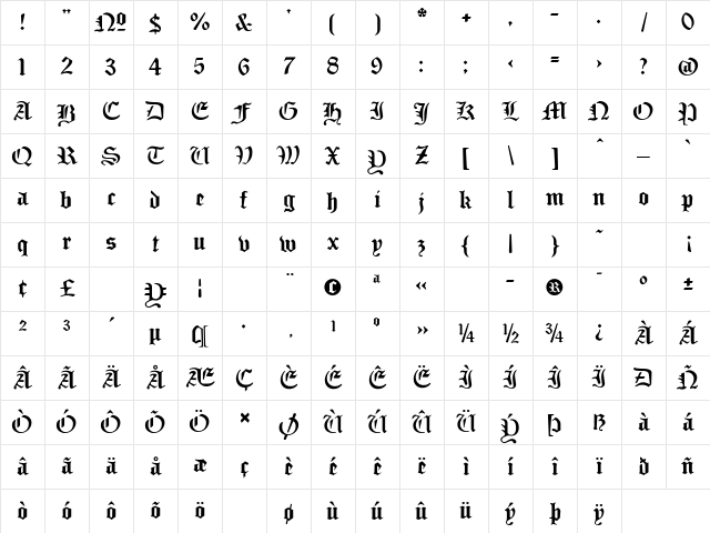 SabbathBlack-Heavy Heavy Character Map