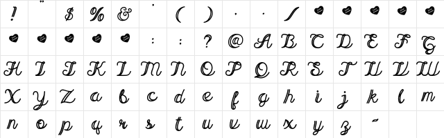 The Secret Love Med Double Line Regular Character Map