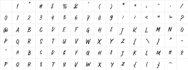 Wildnery Demo Regular Character Map