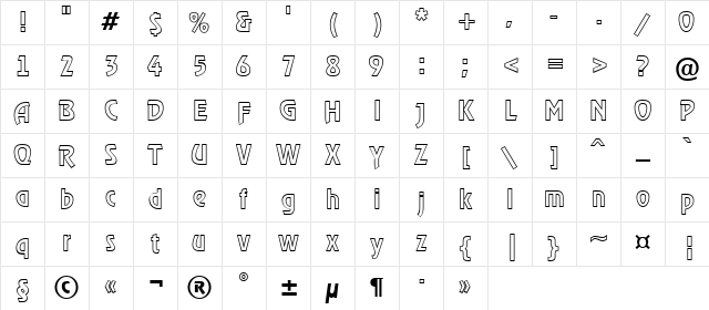 a_RewinderOtl Regular Character Map