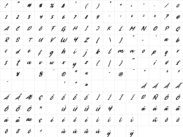 First Time Italic Character Map First Time Italic Character Map